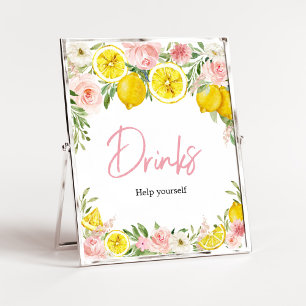 Pink Floral Lemon Drinks Poster