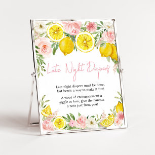 Pink Floral Lemon Late Night Diapers  Poster