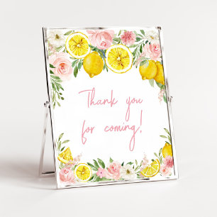 Pink Floral Lemon Thank You for Coming Poster