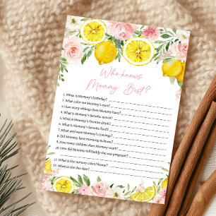 Pink Floral Lemon Who Knows Mummy Best Game