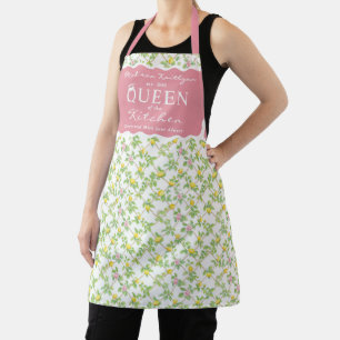 Pink Floral Lemons Citrus Queen of the Kitchen Apron