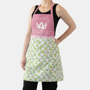 Pink Floral Lemons Citrus Queen of the Kitchen Apron