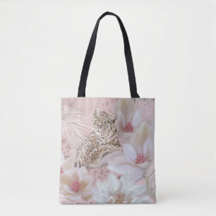 Pink Floral Leopard Pattern Fashion Tote Bag