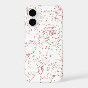 Pink Floral Line Drawing 