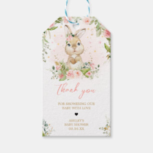 Pink Floral Little Bunny Favour Tags