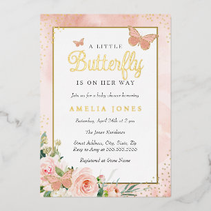 Pink Floral Little Butterfly Girl Baby Shower 