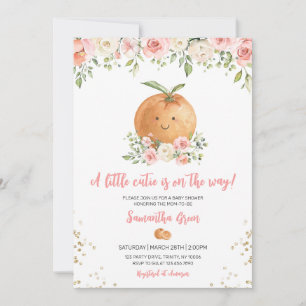 Pink Floral Little Cutie Baby Shower Invitation
