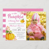 Pink Floral Little Pumpkin Fall Birthday Photo
