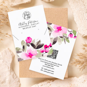 Pink floral logo jewellery earring necklace business card
