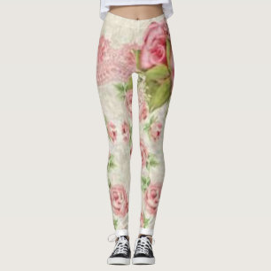 pink floral long leggings