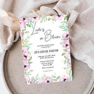 Pink Floral Love is in Bloom Bridal Shower Invitation