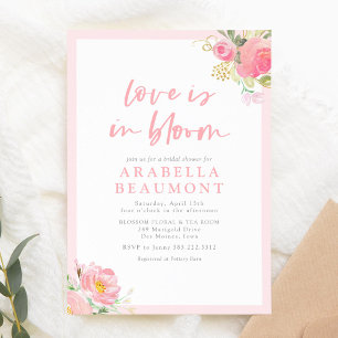 Pink Floral Love Is In Bloom Bridal Shower Invitation