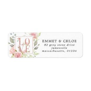 Pink Floral Love Return Address Label