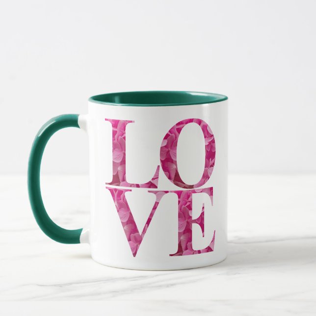 Pink Floral LOVE Square Mug (Left)
