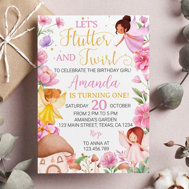 Pink Floral Magical Fairy Birthday Invitation (Creator Uploaded)