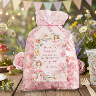 Pink Floral Magical Fairy Birthday Thank You   Gift Tags