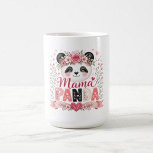 Pink Floral Mama Panda Motherhood Illustration Coffee Mug