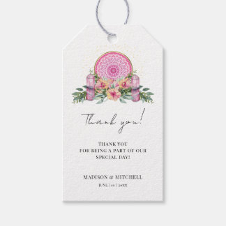 Pink Floral Mandala Crystals Metaphysical Wedding Gift Tags