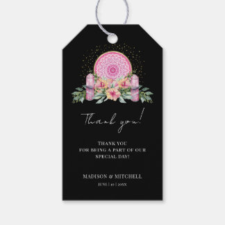 Pink Floral Mandala Crystals Metaphysical Wedding Gift Tags
