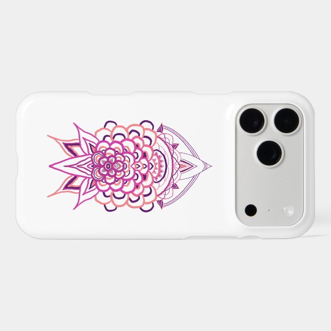 Pink Floral Mandala iPhone Case | Aesthetic Boho F (Back Horizontal)