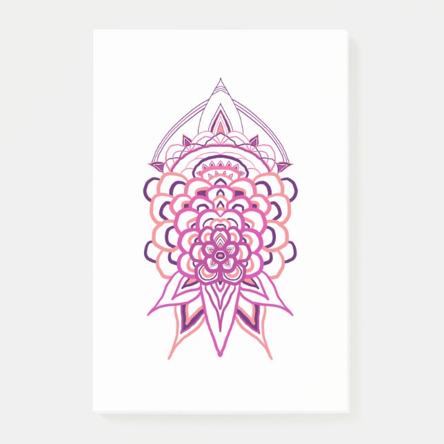 Pink Floral Mandala Post-it Notes | Aesthetic Boho (Front)