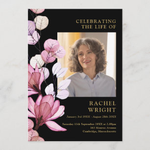 Pink Floral Memorial Funeral Order Of Service Programme