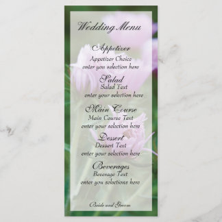 Pink floral menu card