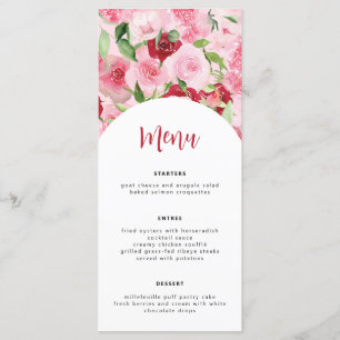 Pink Floral Menu Card