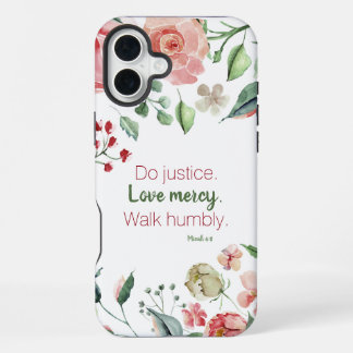 Pink Floral Micah 6:8 Do Justice iPhone 16 Plus Case