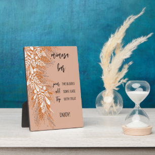 Pink Floral Mimosa Bar Tabletop Sign Plaque