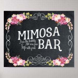 pink floral Mimosa Bar Wedding Sign bbq
