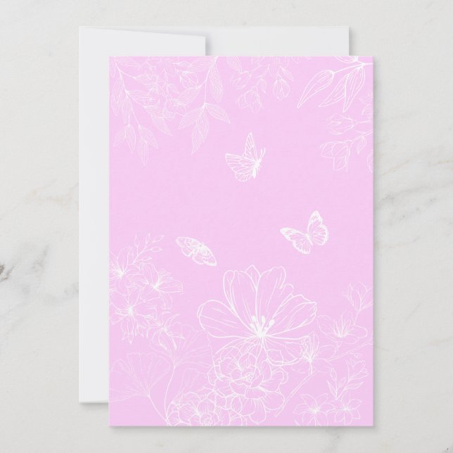 Pink Floral Minimalist Pattern Modern Abstract Holiday Card (Front)
