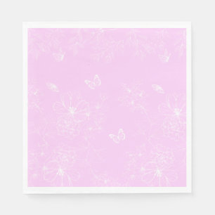 Pink Floral Minimalist Pattern Modern Abstract Napkin