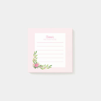 Pink Floral Mitzvah Note: 3x3 Sticky Pad Post-it N Post-it Notes