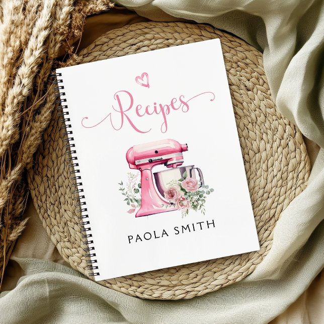 Pink Floral Mixer Personalised Recipe Notebook (Creator Uploaded)