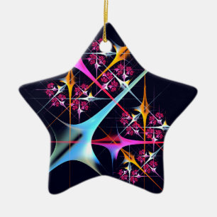 Pink Floral Modern Abstract Art Color Pattern #01 Ceramic Tree Decoration