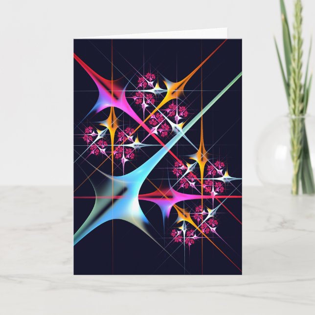 Pink Floral Modern Abstract Art Colour Pattern #01 Card (Front)