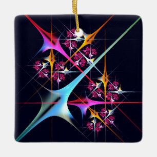 Pink Floral Modern Abstract Art Colour Pattern #01 Ceramic Ornament