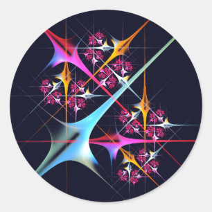 Pink Floral Modern Abstract Art Colour Pattern #01 Classic Round Sticker