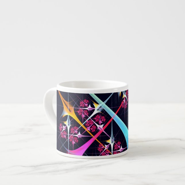 Pink Floral Modern Abstract Art Colour Pattern #01 Espresso Cup (Front Left)