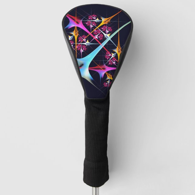 Pink Floral Modern Abstract Art Colour Pattern #01 Golf Head Cover (Front)