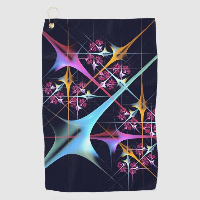 Pink Floral Modern Abstract Art Colour Pattern #01 Golf Towel (Front)