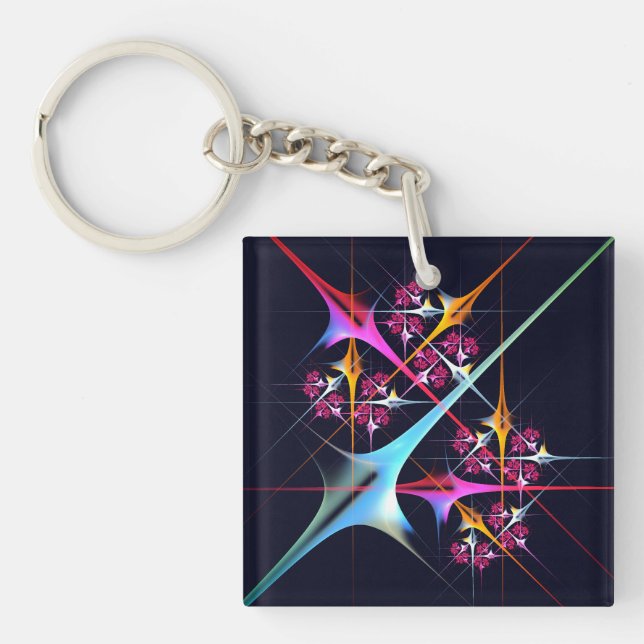Pink Floral Modern Abstract Art Colour Pattern #01 Key Ring (Front)