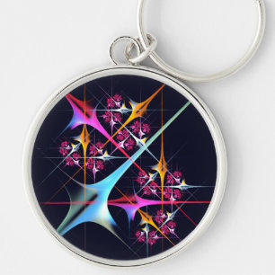 Pink Floral Modern Abstract Art Colour Pattern #01 Key Ring