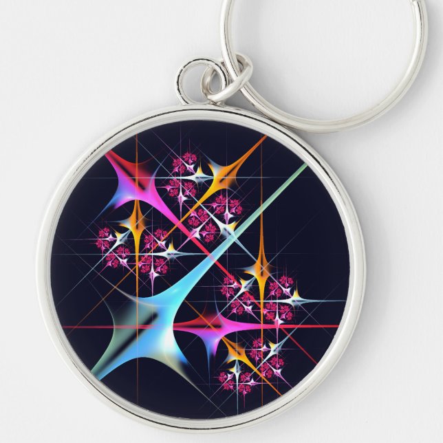 Pink Floral Modern Abstract Art Colour Pattern #01 Key Ring (Front)