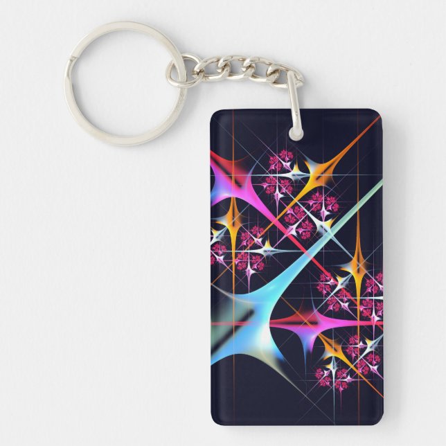 Pink Floral Modern Abstract Art Colour Pattern #01 Key Ring (Front)