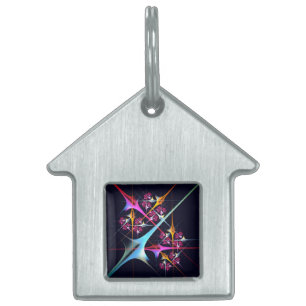 Pink Floral Modern Abstract Art Colour Pattern #01 Pet ID Tag