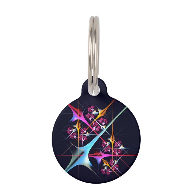 Pink Floral Modern Abstract Art Colour Pattern #01 Pet Tag (Front)