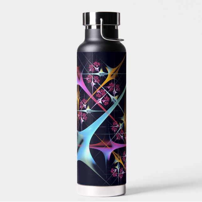 Pink Floral Modern Abstract Art Colour Pattern #01 Water Bottle (Left)