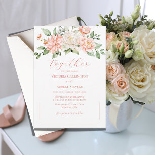 Pink Floral Modern Watercolor Wedding Invitation